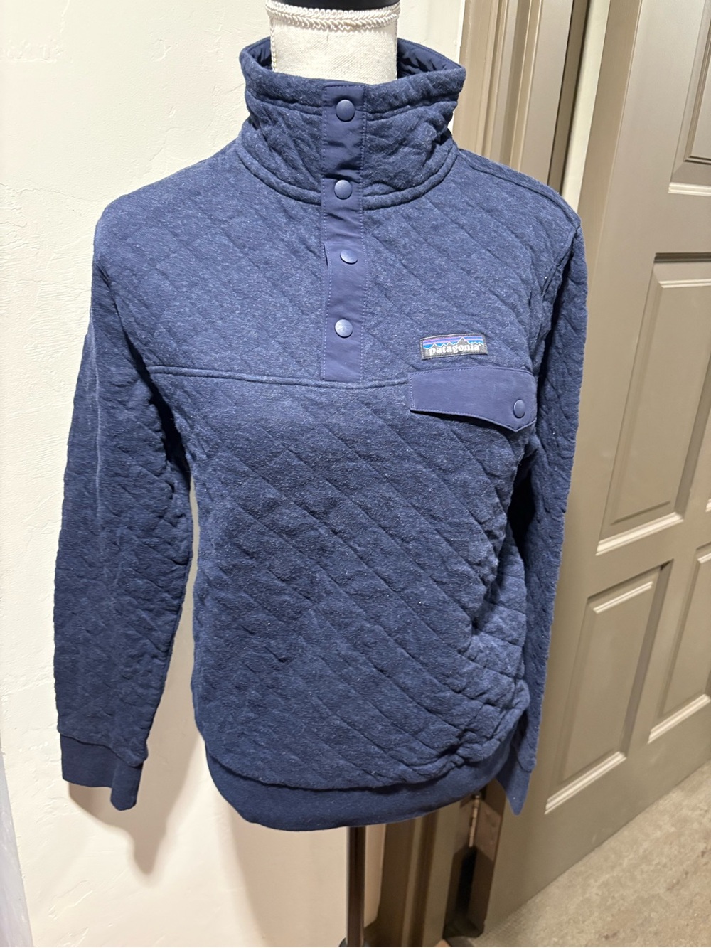 Patagonia Navy Quilted Snap Pullover